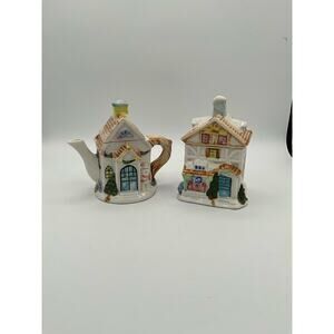 Harvest House Ceramic Sugar Bowl / Creamer Set with Lids